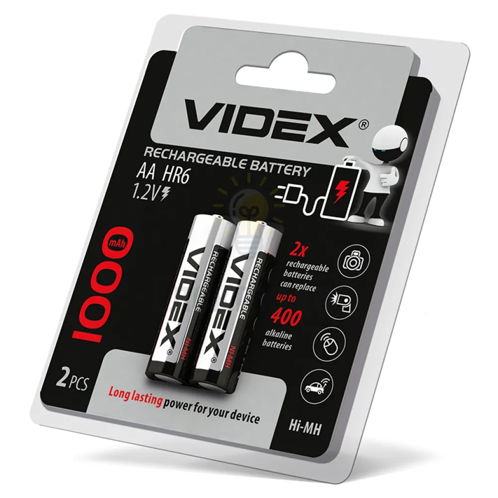 Акамулятор Videx AA/HR 1000mAh HR6/1000/2DB  - фото 1