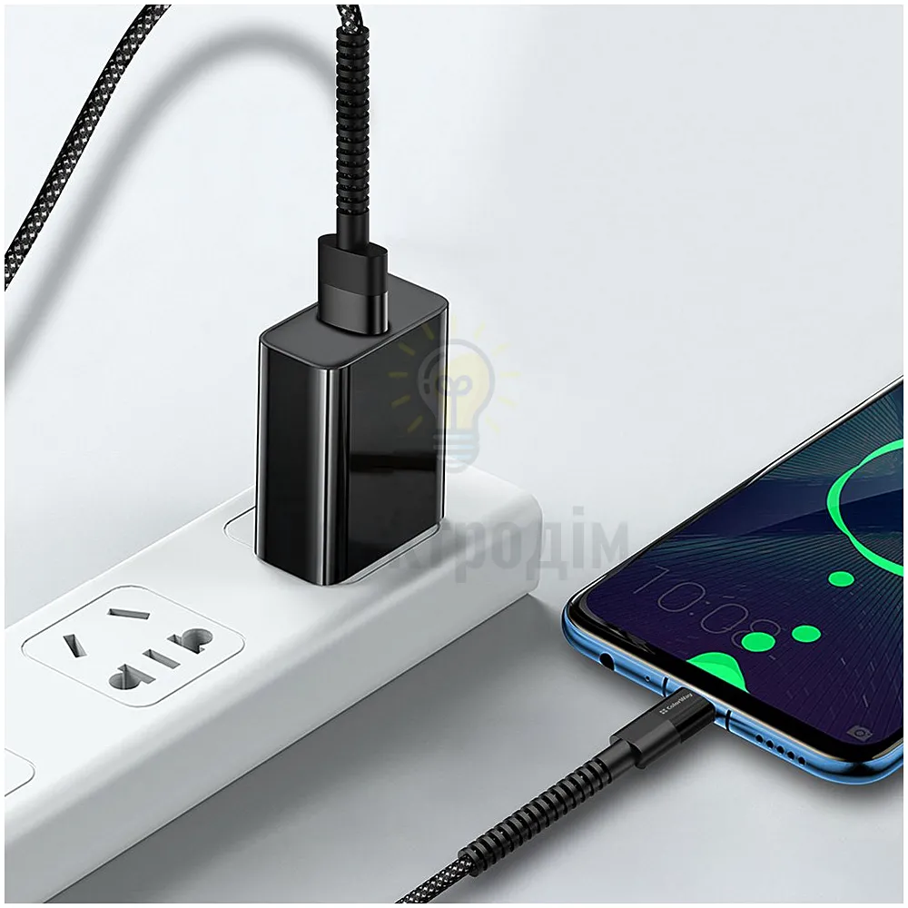 Кабель Colorway USB - Type-C (nylon - long head) 2.4А 1м чорний CW-CBUC063-BK  - фото 4