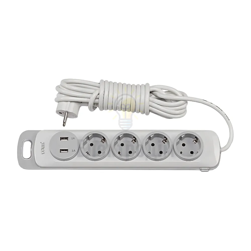 Подовжувач NOTA 4 гнезда 3М земля выключатель+2 usb 4353 