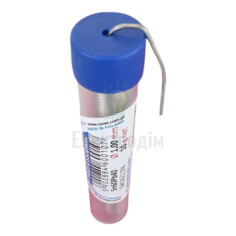 Дротяний припій, 1mm, 10g, з флюсом, свинцевий, CYNEL FIOLKA Sn60Pb40-SW26/2.5% Ø1.0, 10g 98052 