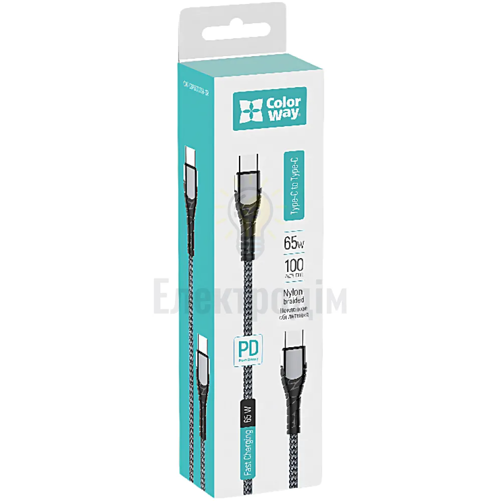 Кабель USB PD Type-C/Type-C ColorWay CW-CBPDCC040-GR 3,0A 1м сірий CW-CBPDCC040-GR 