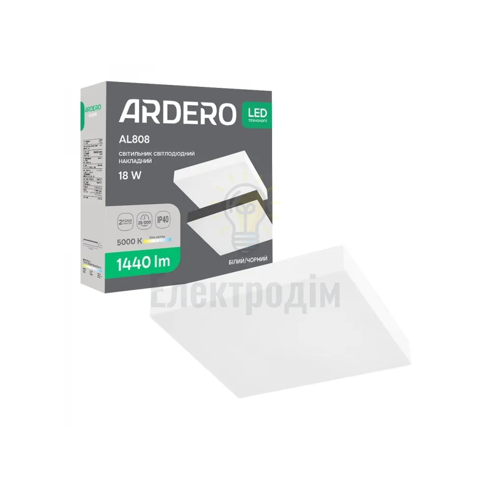 AL808 18W квадрат накладний білий 1440Lm 5000K 156*156*26mm ARD 80623 