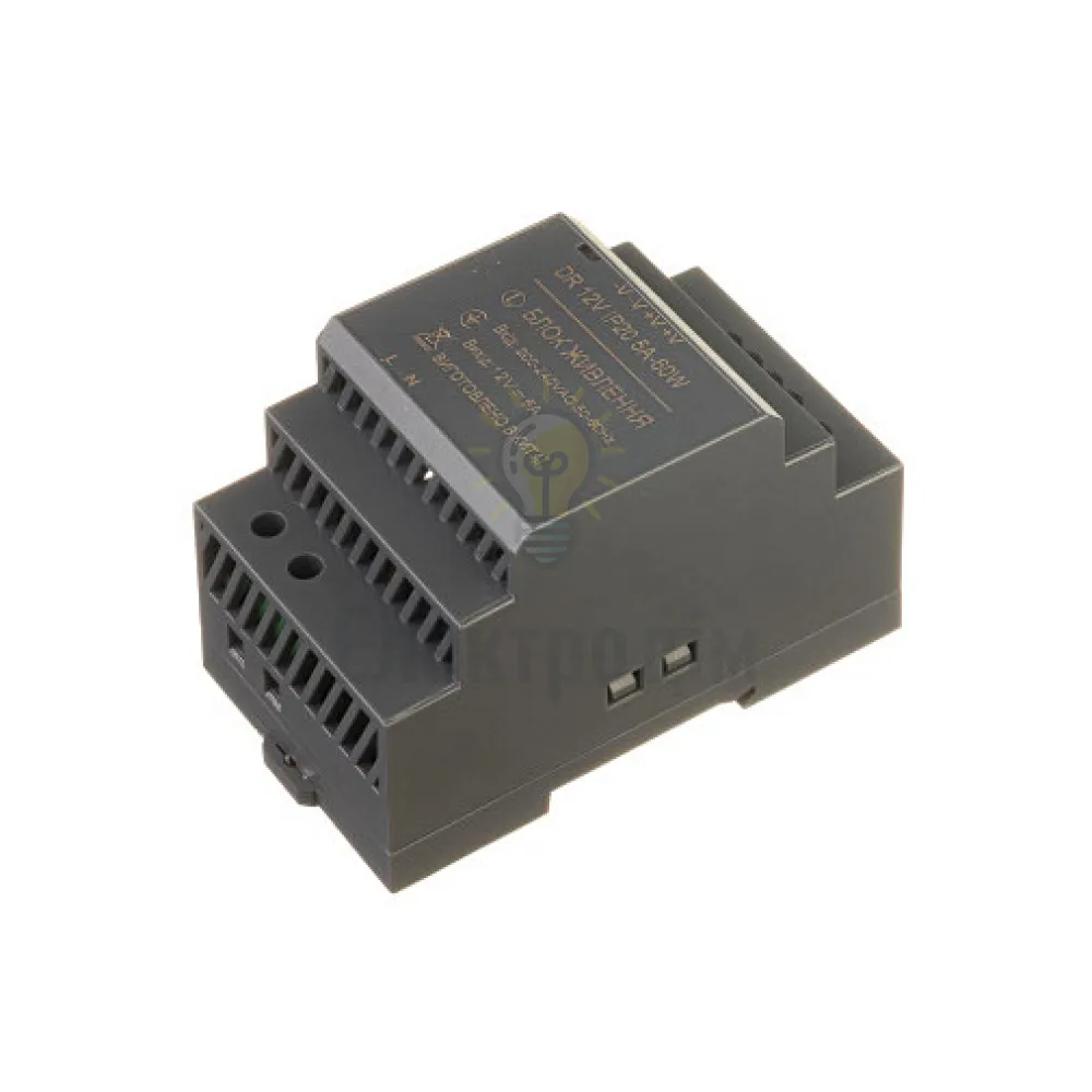Блок  живлення 12В Блок живлення на DIN-рейку 12V - 5А - 60W DR IP20 1021420  - фото 1