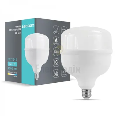 Високо потужна світлодіодна лампа Лампа світлодіодна LB-654   230V 50W  E27-E40 6500K 80477 — купити в Електродім