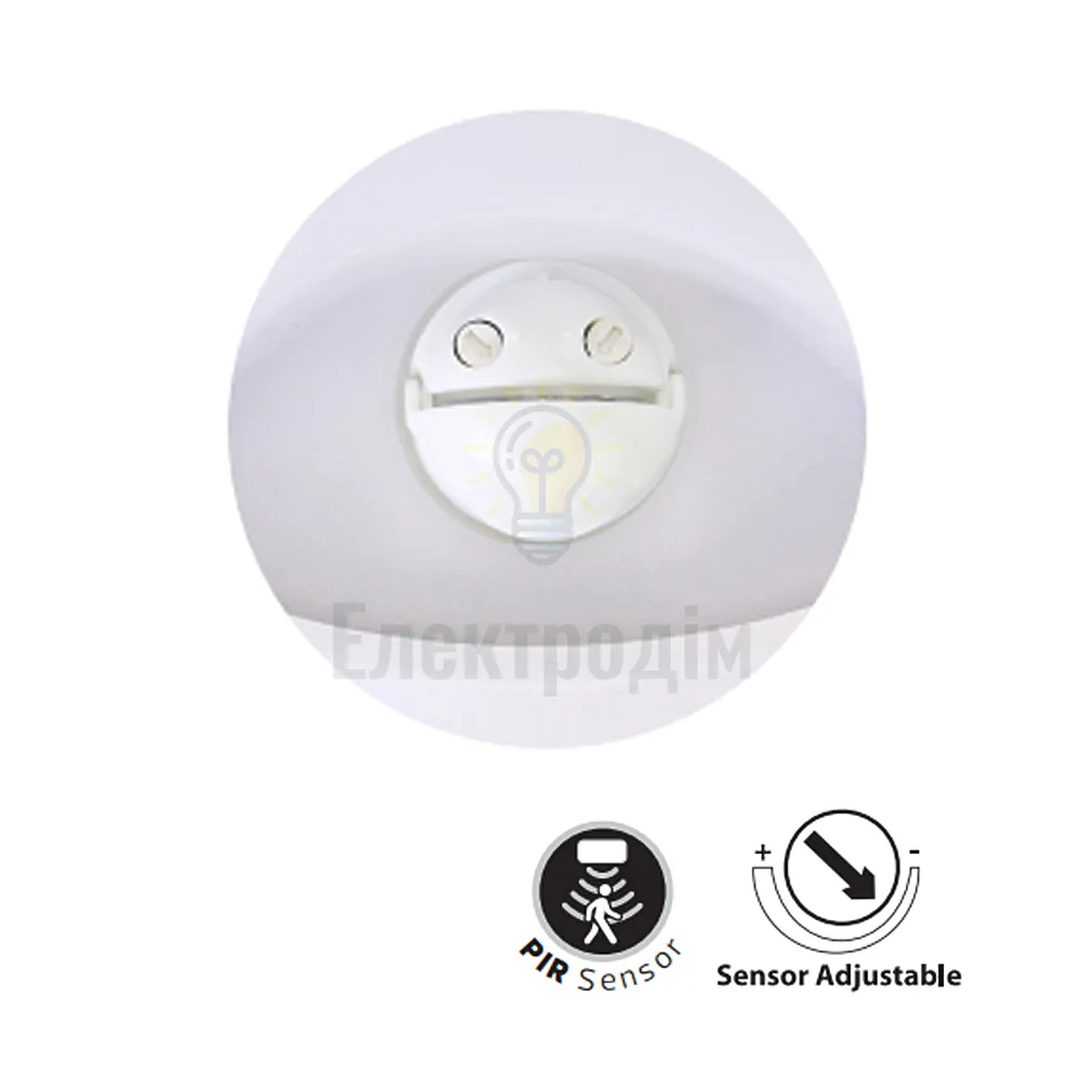 Світильник стельовий LED 20W  IP54 3ССТ 1600Lm з дат. руху 170-260V d-220*h80мм ЧОРНИЙ кругл. 071-017-0020-020  - фото 1