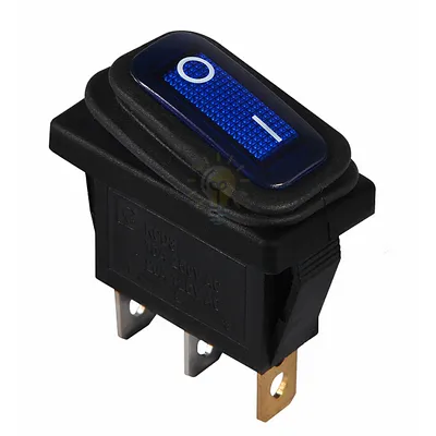 Перемикач KCD3-101NW BL/B 220V 1 клавішний вологозахищений синій з підсвічуванням A0140040038 — купити в Електродім