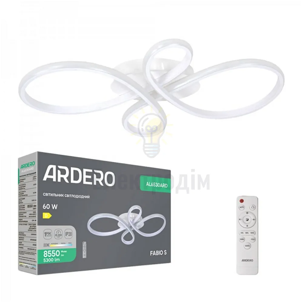 AL6530ARD 60W 5300Lm 3000K-6000K 630*360*100mm білий FABIO S 80495  - фото 1