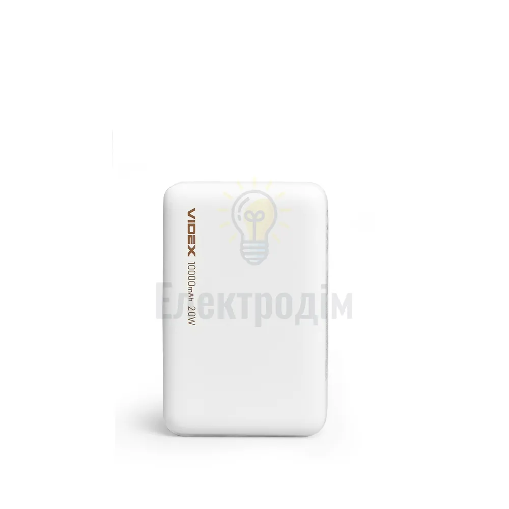 Павербанк 10000 mAh Videx VPB-331-W з БЗП білий VPB-331-W  - фото 1