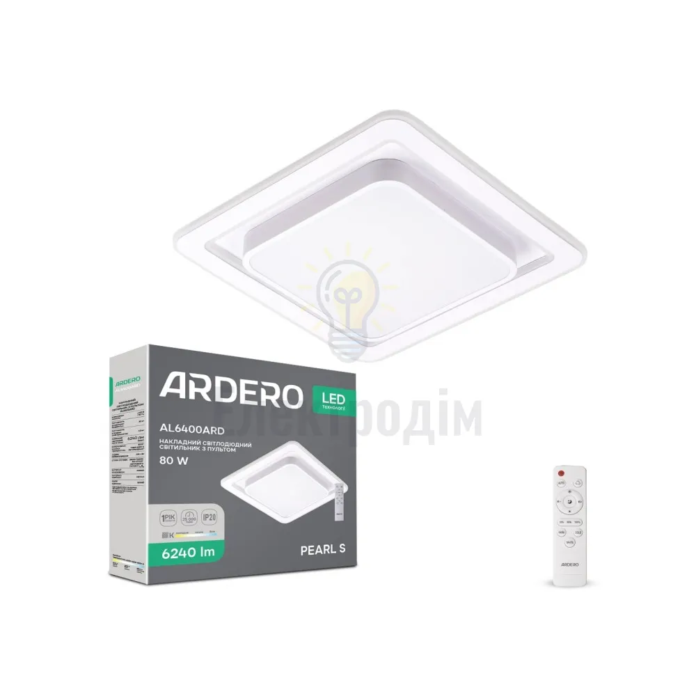 AL6400ARD 80W квадрат 6240Lm 3000K-6500K 480*480*70mm PEARL S 80242 