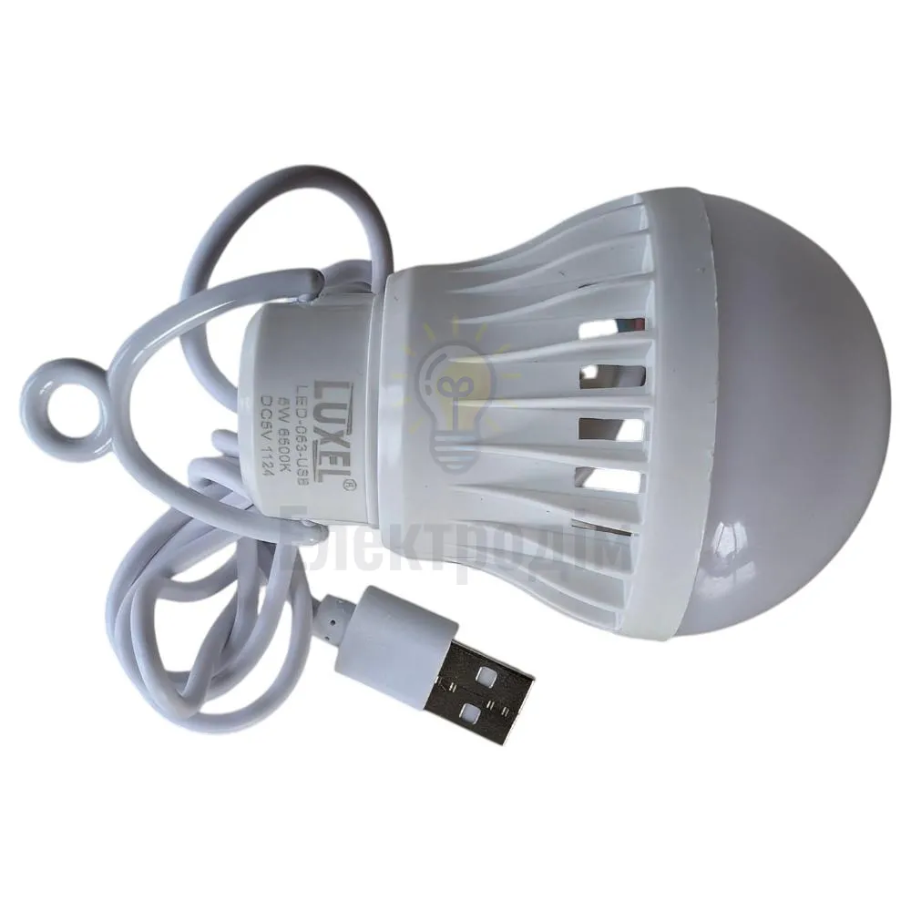 LUXEL Лампа LED автономна Лампа LED А60 5w USB 6500K 063-USB 