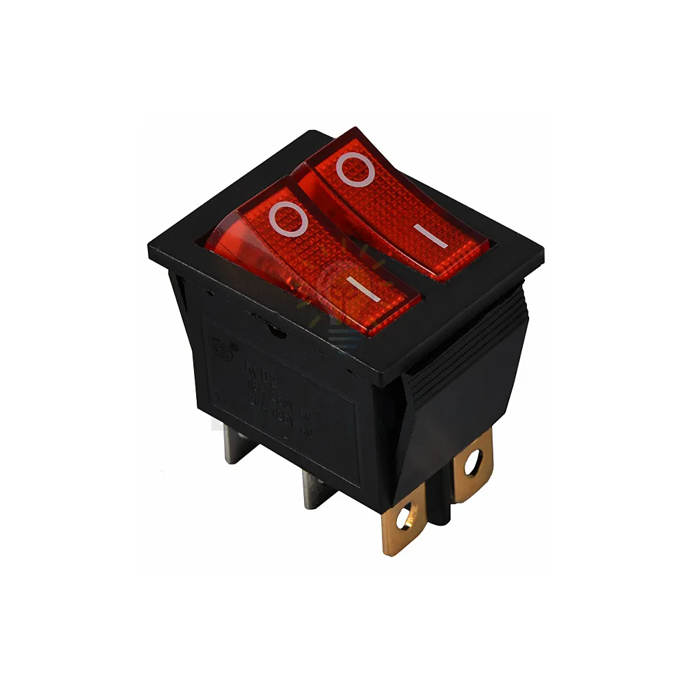 Перемикач KCD2-2101N R/B 220V 2 клав. червоний з підсвічуванням  АСКО A0140040109 
