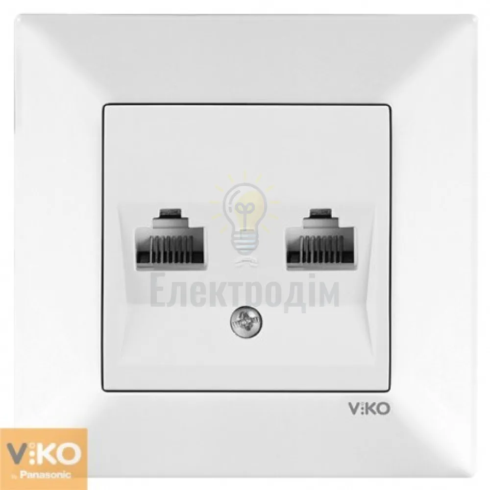 Розетка комп`ютерна 2-на  Viko Meridian біла 90970034-WH 