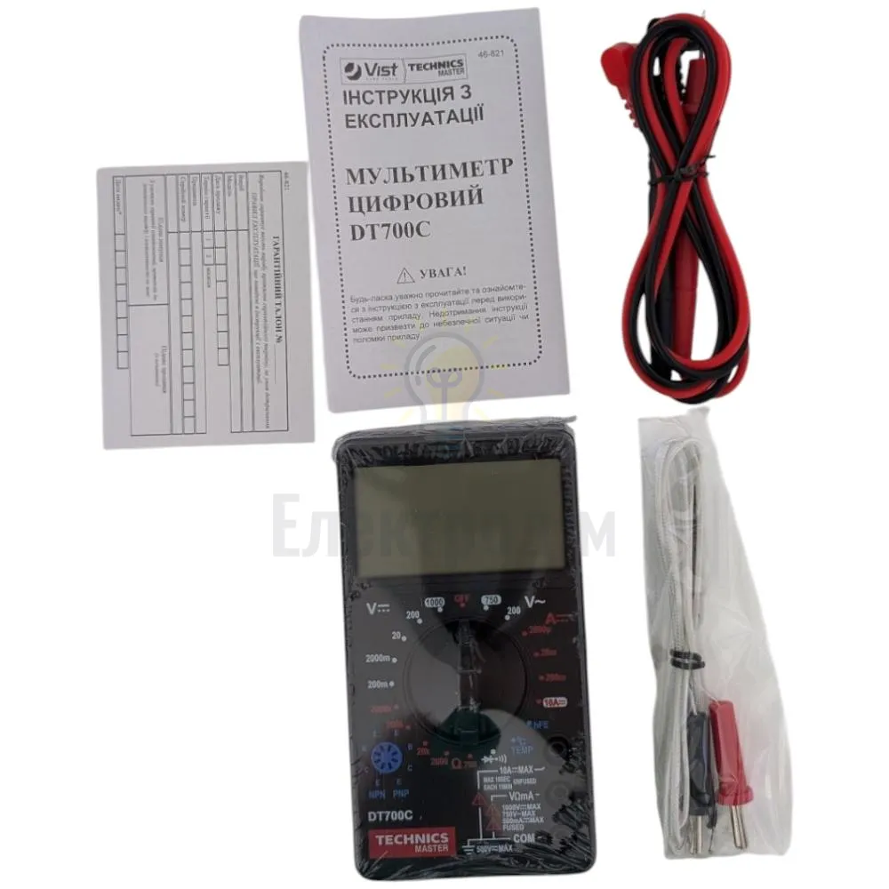 Мультиметр цифровий DT700C, 8 функцій + зумер Technics 46-821  - фото 2