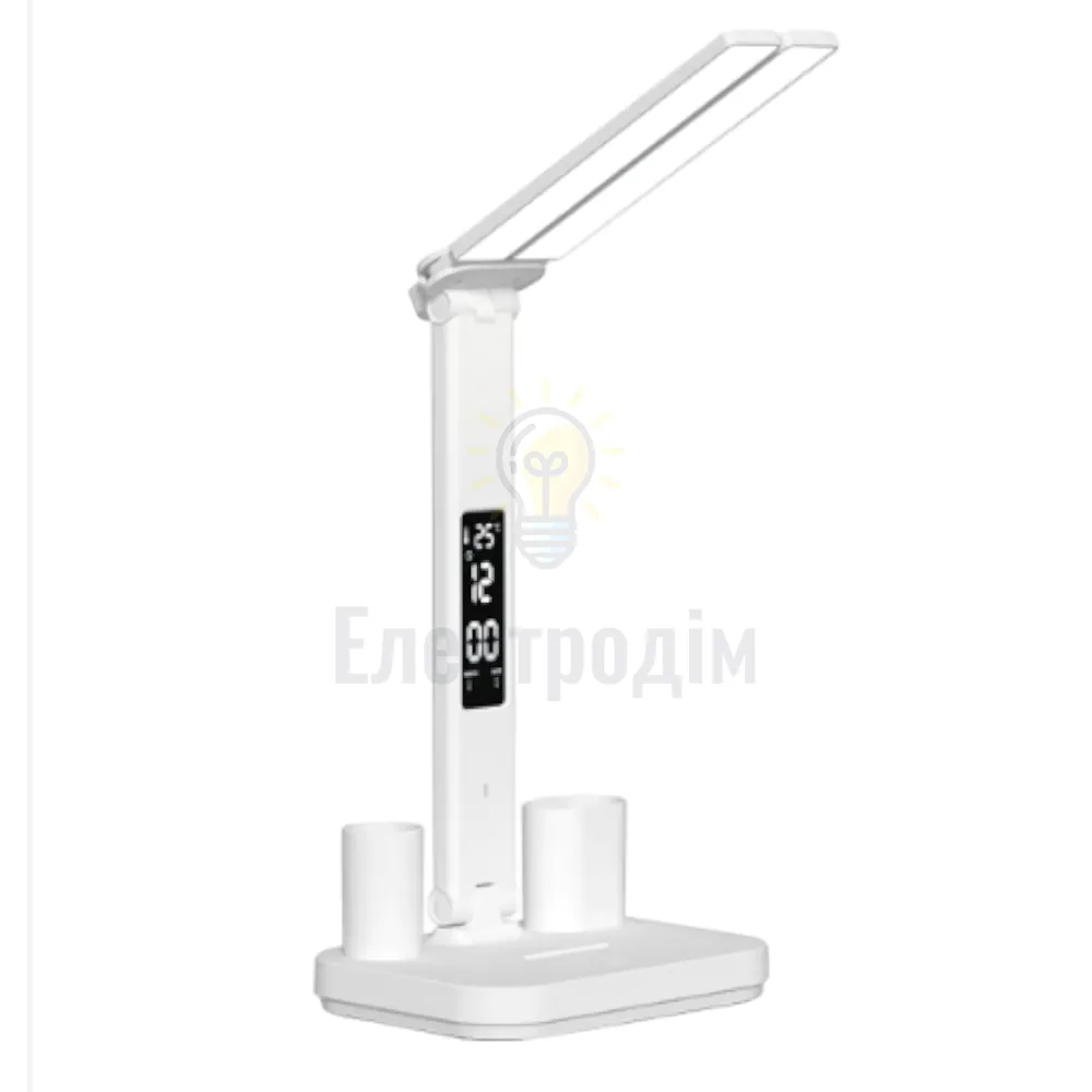 LED-світильник настільний 6W (білий) акумулятор, USB, лед екран, органайзер TL-16W  - фото 1
