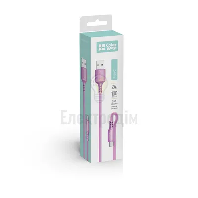 Кабель USB Type-C ColorWay CW-CBUC044-PU 2,4A 1м фіолетовий CW-CBUC044-PU — купити в Електродім