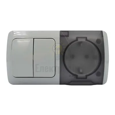 Вимикач EL-BI EVA 2-ий + Розетка з заземленням з кришкою світло-сірий IP54 554-011500-922 — купити в Електродім