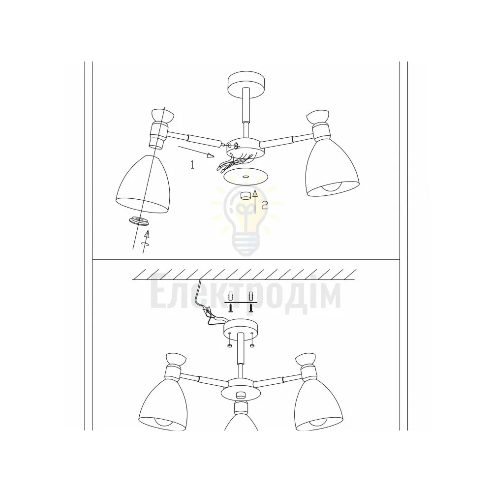AL6193-1ARD 3*E27*40W 650*430mm білий SCANDY 80100  - фото 2