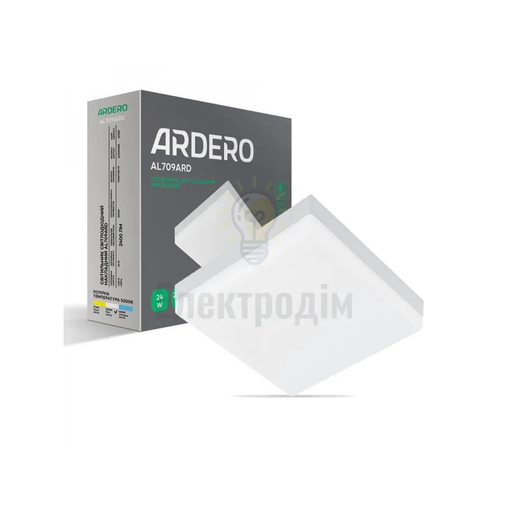 AL709ARD 24W квадрат накладний 2400Lm 5000K 170*170*40mm 80006 