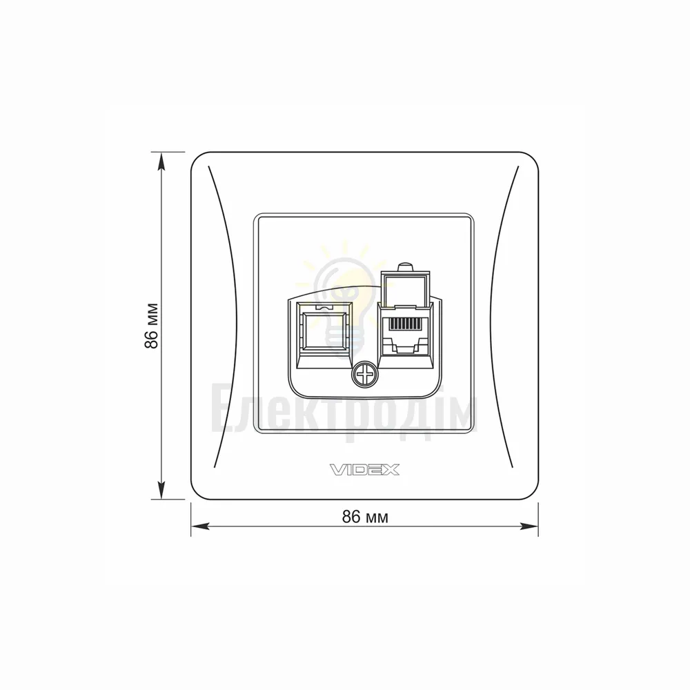 BINERA білий Розетка внутрішня 1-а CAT6 комп'ютерна Videx VF-BNSK1PC6-W  - фото 4