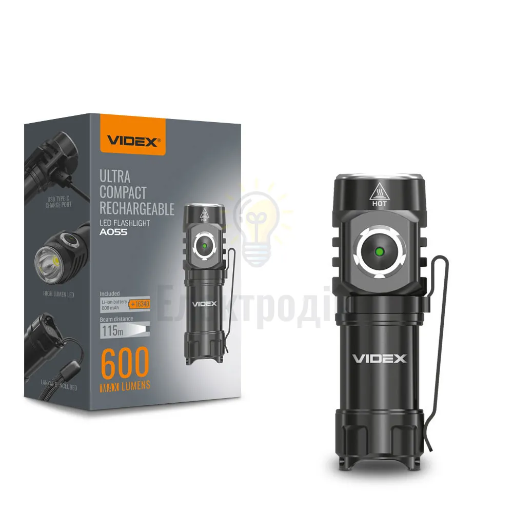 Портативний світлодіодний ліхтарик VIDEX 600Lm 5700K VLF-A055 