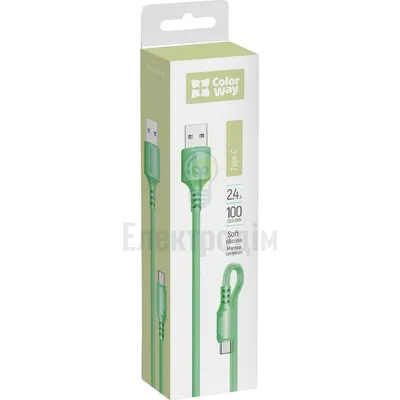 Кабель USB Type-C ColorWay2,4A 1м зелений CW-CBUC042-GR — купити в Електродім