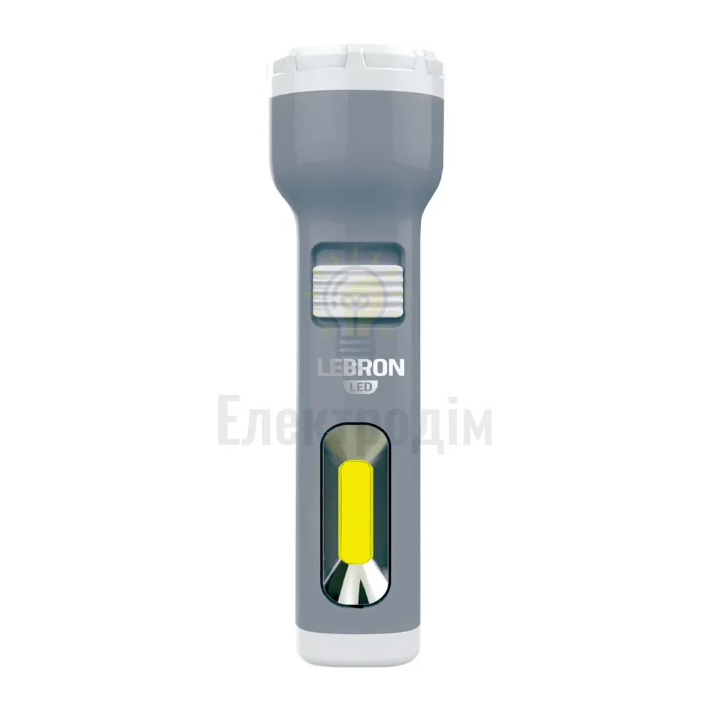 LED ліхтар ручний акумуляторний LEBRON L-HL-30, ABS, сірий, 1W + 1W COB, USB, 1200mAh Li-Ion 15-15-30 