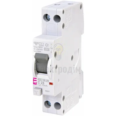 Диф. автоматичний вимикач KZS-1M UNI C 25/0,01 тип A (6kA) (універс. підключення) 97663 — купити в Електродім