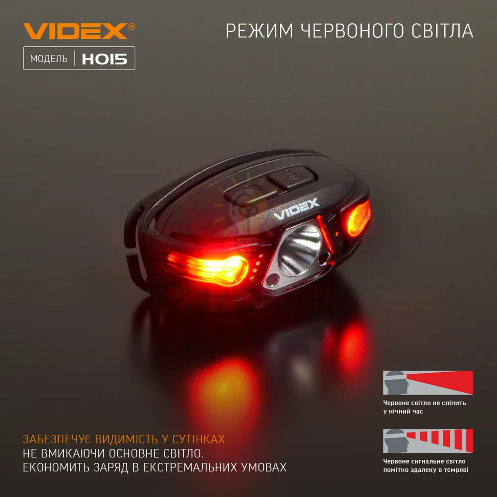 Налобний світлодіодний ліхтарик VIDEX 330Lm 5000K VLF-H015  - фото 9