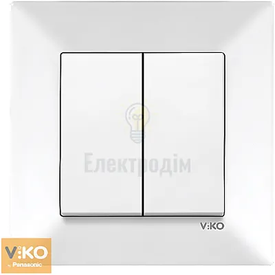 Вимикач 2-кл.  Viko Meridian Білий 90970002-WH — купити в Електродім