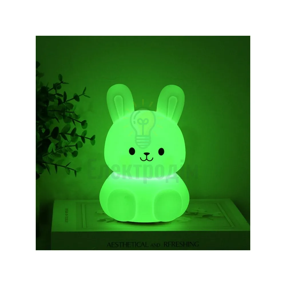 Нічник силіконовий SNL-R02ARD зайчик білий RGB 3*ААА 10.1*11.3*14.8cm 80672  - фото 6