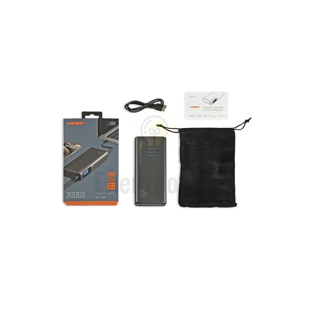 Повербанк 20000mAh VIDEX VPB-323 130W PD100W +Display VPB-323-B  - фото 4