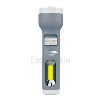 LED ліхтар ручний акумуляторний LEBRON L-HL-30, ABS, сірий, 1W + 1W COB, USB, 1200mAh Li-Ion 15-15-30 — купити в Електродім