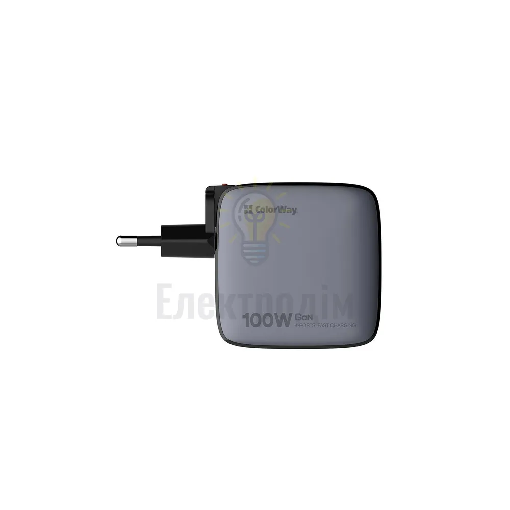 Зарядний пристрій мережевий USB/3Type-C PD 100W чорний GaN ColorWay CW-CHS047PD-BK  - фото 2