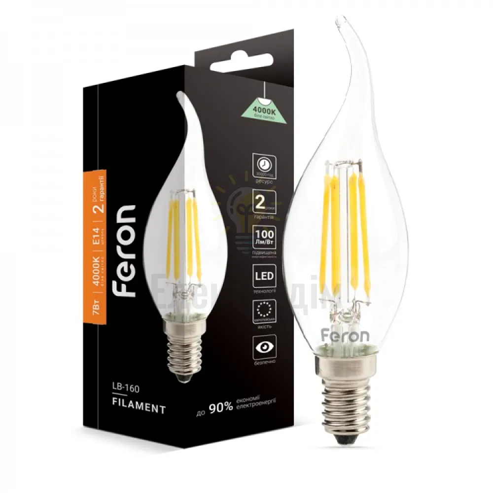 Світлодіодна лампа Filament LB-160 CF37 230V 7W 700Lm  E14 4000K 40085 
