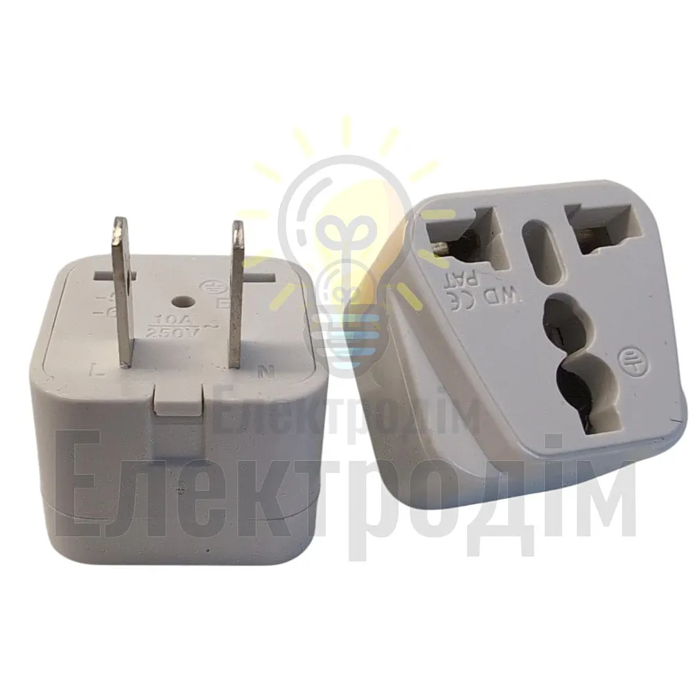Перехідник - адаптер 10A 250V Lemanso білий (американський) LMA078 