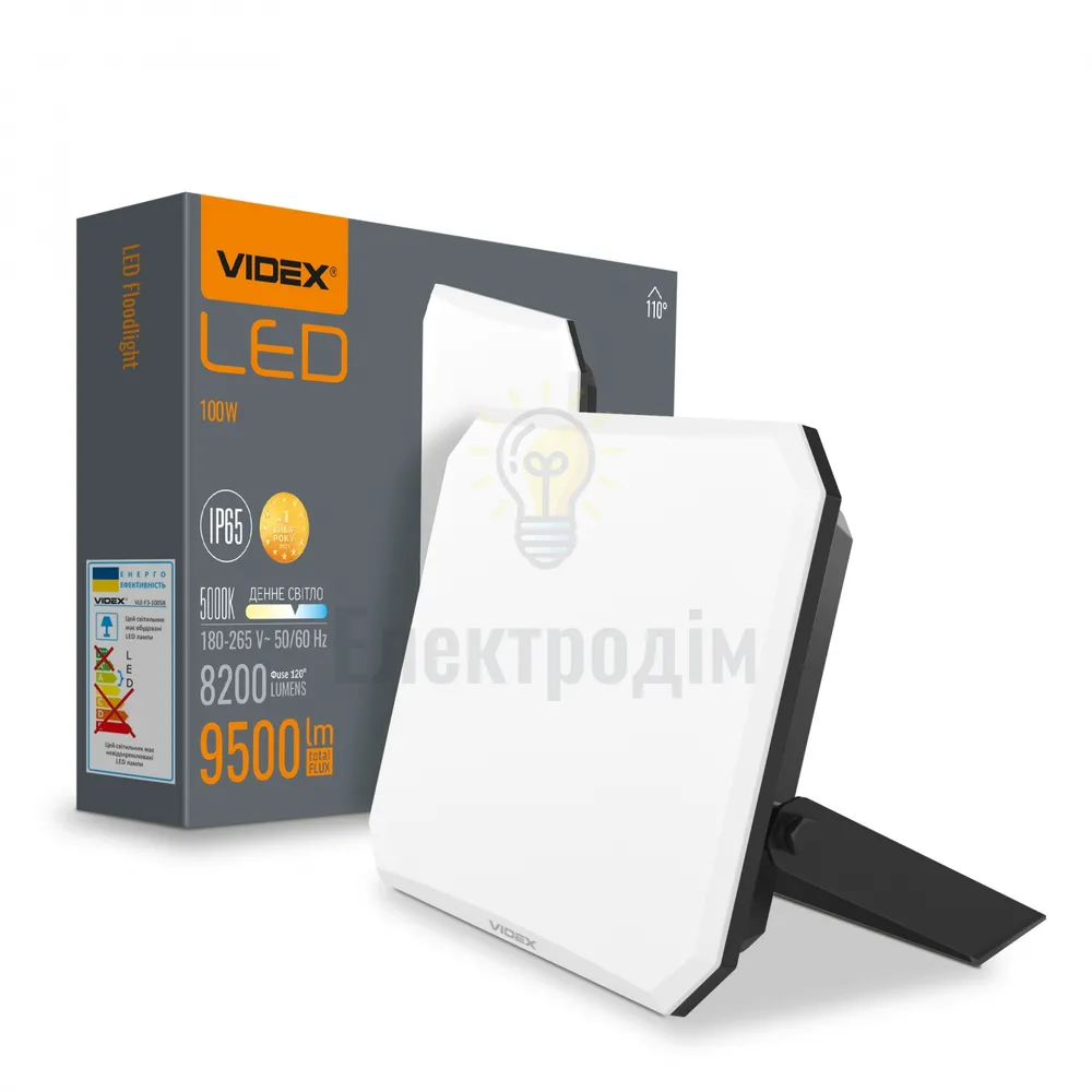 LED прожектор VIDEX F3 100W 5000K 220V Black VLE-F3-1005B 