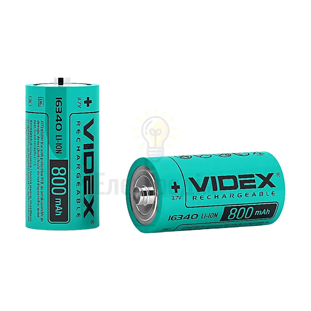 Акумулятор Videx Li-Ion 16340(без захисту) 800mAh 16340/800/1B 