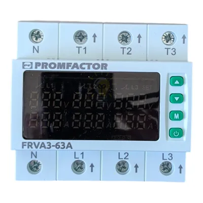 Трифазне реле контролю напруги та струму FRVA3-63A Промфактор FRVA3-63A — купити в Електродім