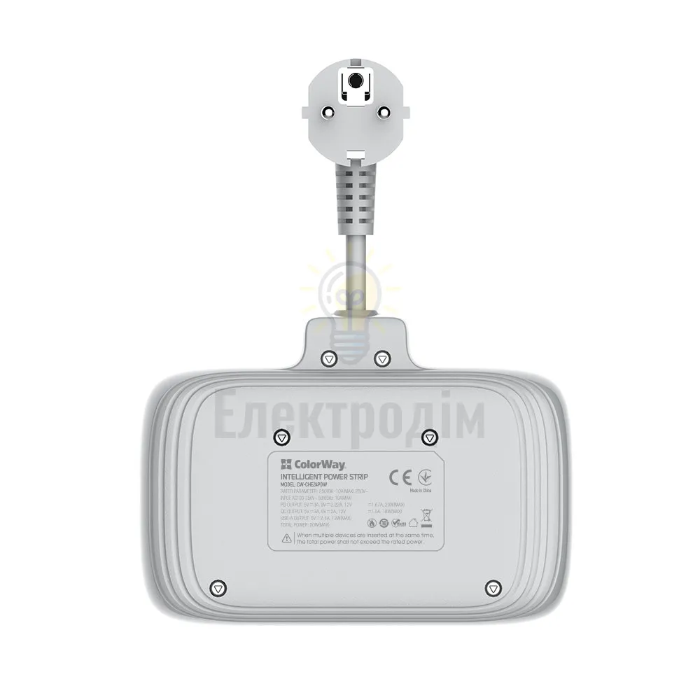 Подовжувач ColorWay Фільтр мережевий 2 розетки/3USB-A/1Type-C CW-CHE24PDW ColorWay CW-CHE24PDW  - фото 19