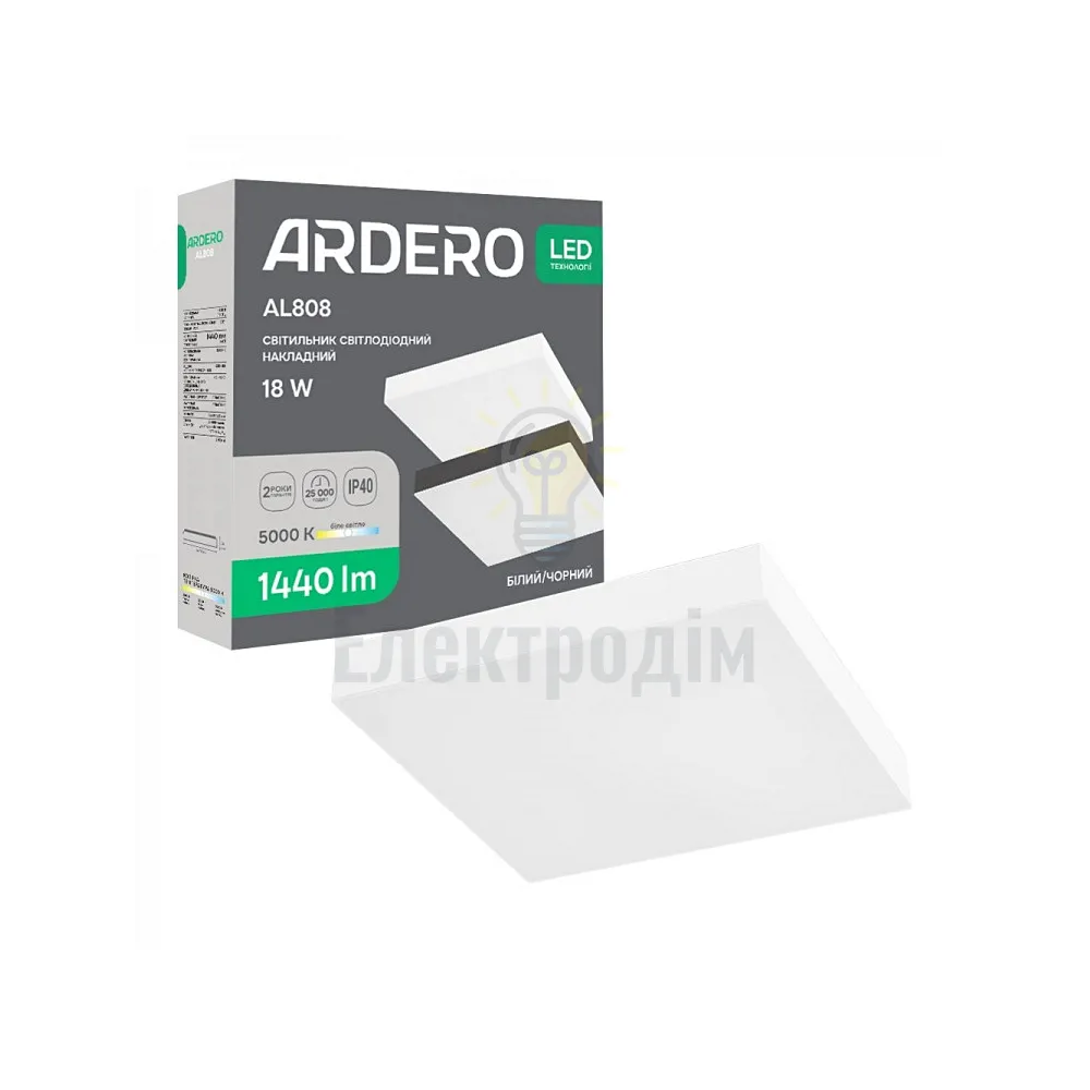 AL808 18W квадрат накладний білий 1440Lm 5000K 156*156*26mm ARD 80623 