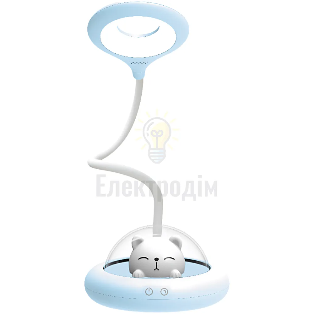 LED лампа настільна LEBRON L-TL-L-54, 6W, 4100K, Li-ion 1200mAh, синя, USB 15-13-54 