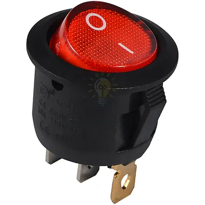 Перемикач KCD1-5-101N R/B  220V Перемикач 1 клав. круглий червоний з підсвічуванням A0140040071 — купити в Електродім