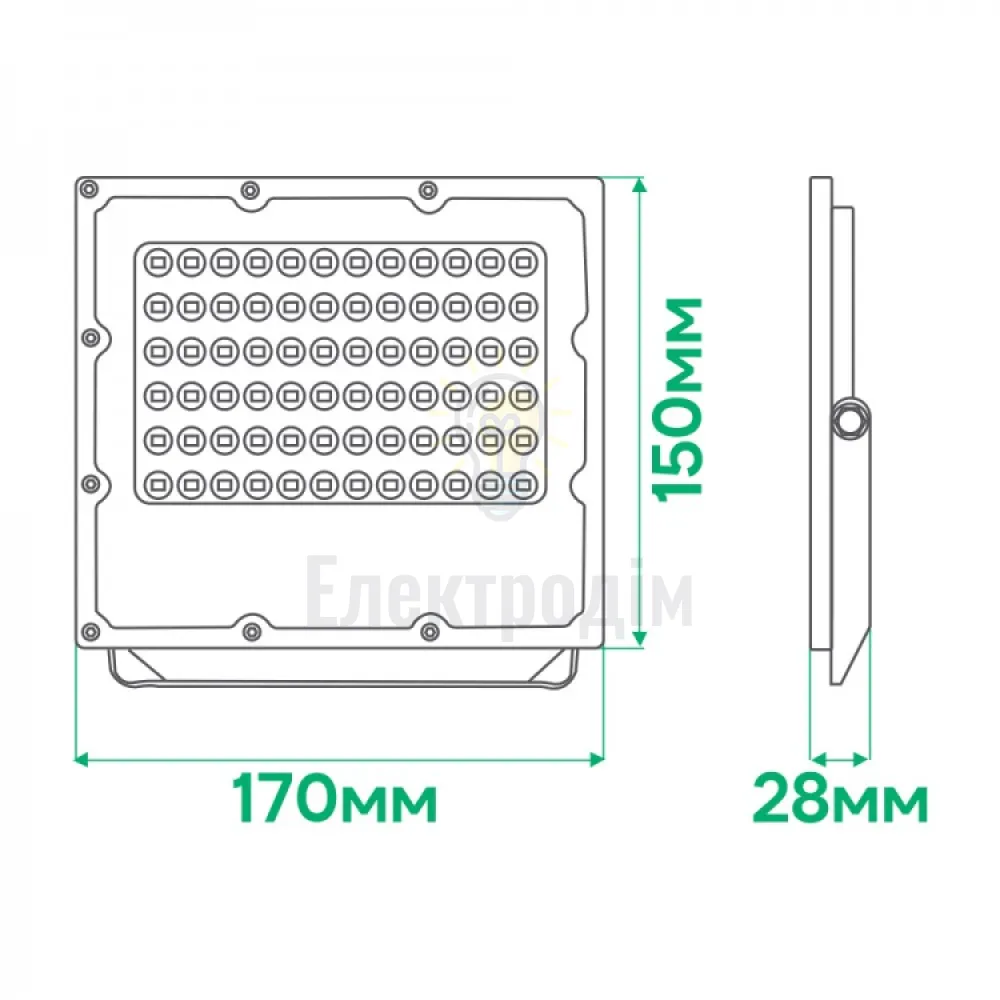 LL-3050ARD 50W 6000Lm 6500K (170*150*28мм) сірий IP65 80027  - фото 2
