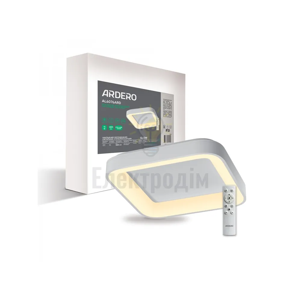 AL6076ARD 72W квадрат 4820Lm 2700K-6500K 450*450*80mm GLOW 80258 