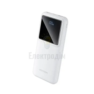 Зовнішній акумулятор Vention 10000mAh Power Bank (Micro-USB + USB-C + USB-A + USB-A) 22.5W White LED Display Type FHKW0 — купити в Електродім