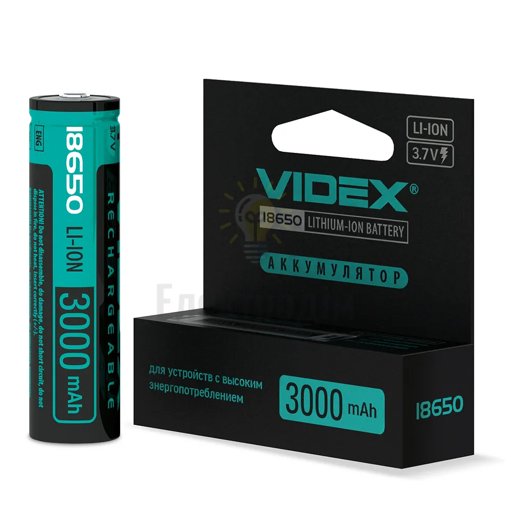 Акумулятор Videx літій-іонний 18650-P(захист) 3000mAh color box/1шт 18650/3000/1B  - фото 3