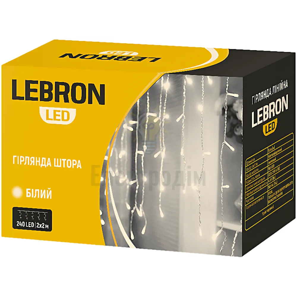 LED гірлянда LEBRON штора 3х2м, 320LED, біла, IP20 15-18-78 