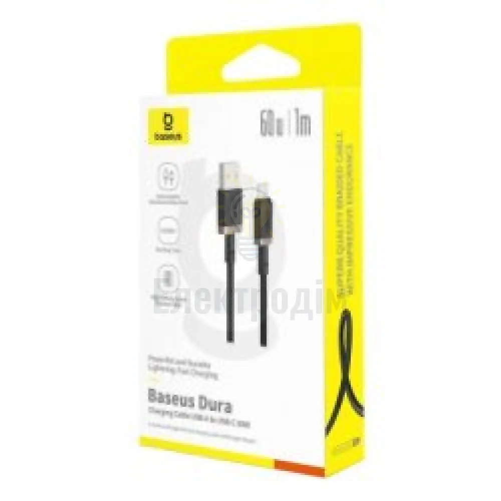 Кабель USB USB/Type-C ColorWay Dura Series 60W 1м чорний/золотий P10377802U01-00 