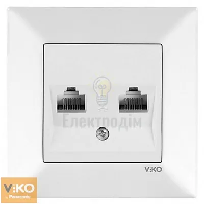 Розетка комп`ютерна 2-на  Viko Meridian біла 90970034-WH — купити в Електродім