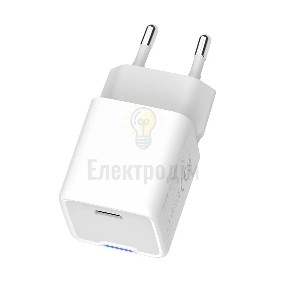 Мережевий зарядний пристрій ColorWay GaN Mini 30W PD Port PPS USB-C білий CW-CHS054PD-WT  - фото 6